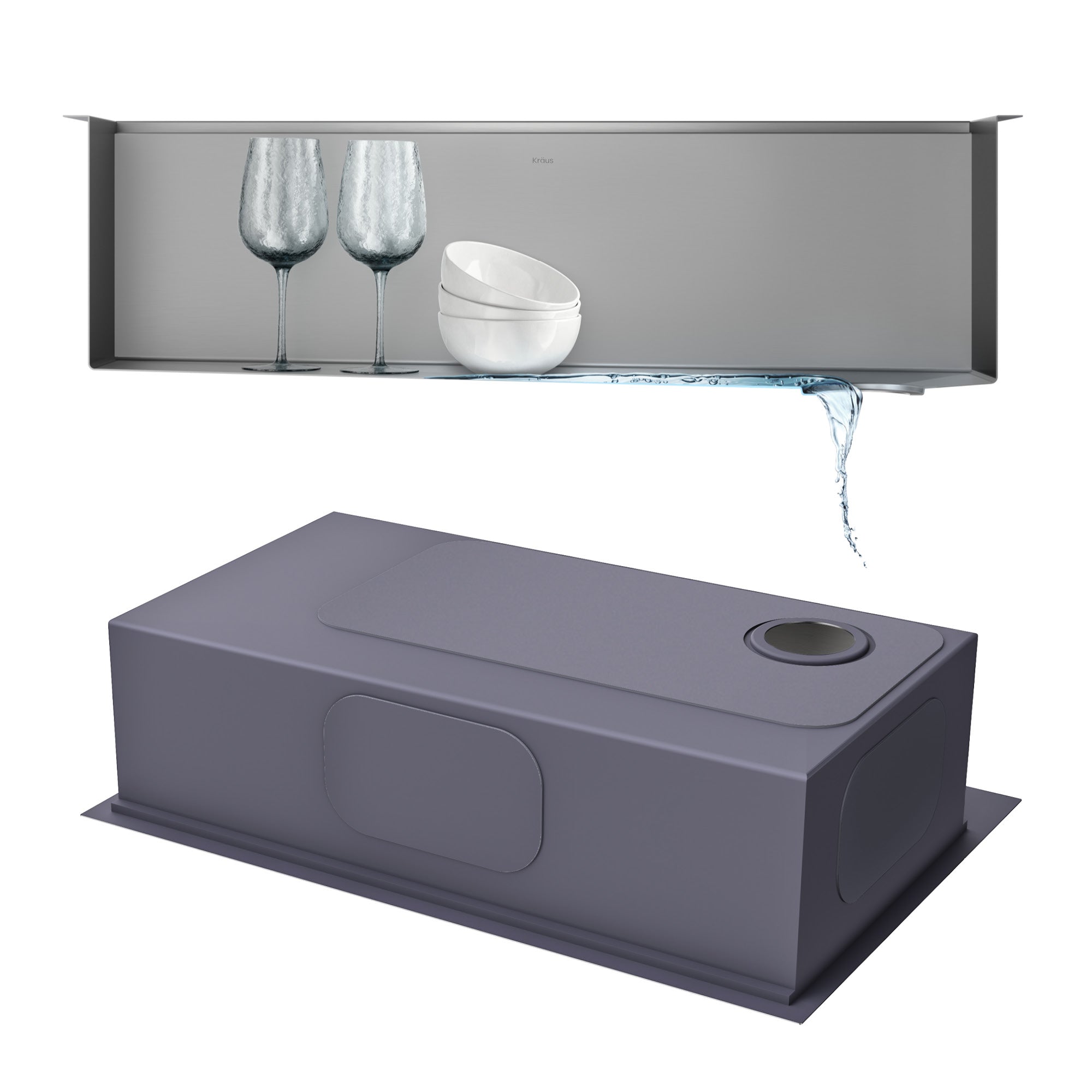 KRAUS Kraus KWU110-36 Kore 36 Inch Undermount Workstation 16 Gauge Stainless Steel Single Bowl Kitchen Sink with Accessories