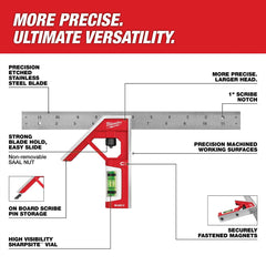 MILWAUKEE Milwaukee MLSQC12 Magnetic Combination Square 12 inches