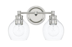 CAPITAL LIGHTING Capital Lighting 121121PN-426 Mid-Century 2-Light Vanity 100W Clear Glass