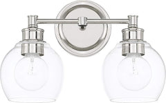 CAPITAL LIGHTING Capital Lighting 121121PN-426 Mid-Century 2-Light Vanity 100W Clear Glass