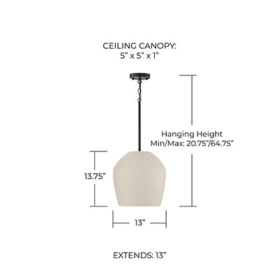 CAPITAL LIGHTING Capital Lighting 354212IV Della Medium Pendant 100W