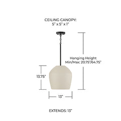 CAPITAL LIGHTING Capital Lighting 354212IV Della Medium Pendant 100W