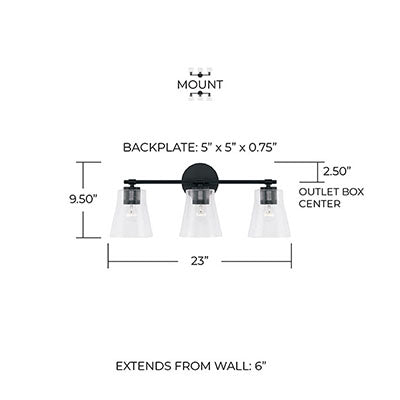 CAPITAL LIGHTING Capital Lighting 146931MB-533 Baker 3-Light Vanity