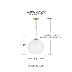 CAPITAL LIGHTING Capital Lighting 355812MA-551 Cleo Globe Pendant 100W