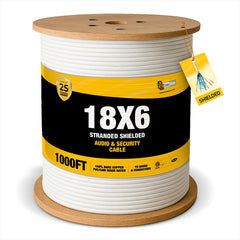 LIONBEAM Lionbeam LB-W186SSW Cable 18/6 Stranded Overall Shielded Cmr White 1000ft Reel