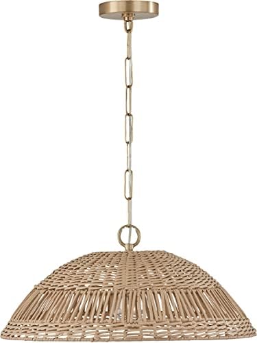 CAPITAL Capital 347511MA Naomi Bohemian Handcrafted Rattan Pendant Ceiling Light Fixture 100 Watt 9 H x 21 W