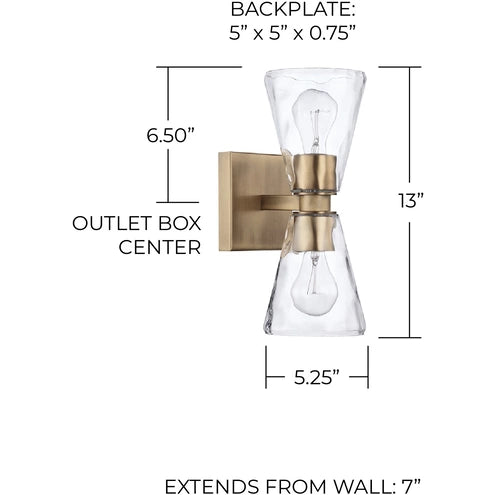 CAPITAL Capital 627522AD-456 Lyra Sconce 2-light 60W 13 feet' H x 5.25 feet' W