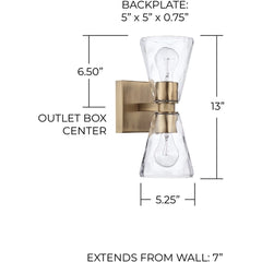 CAPITAL Capital 627522AD-456 Lyra Sconce 2-light 60W 13 feet' H x 5.25 feet' W