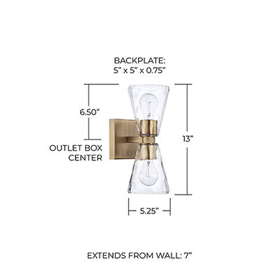 CAPITAL Capital 627522AD-456 Lyra Sconce 2-light 60W 13 feet' H x 5.25 feet' W