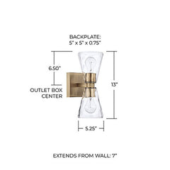 CAPITAL Capital 627522AD-456 Lyra Sconce 2-light 60W 13 feet' H x 5.25 feet' W
