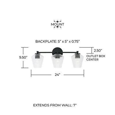 CAPITAL Capital 141431MB-507 Beau 3-light vanity 300w 24 inch