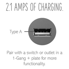 LEGRAND Legrand ARUSBM4 usb outlet 2.1a 1-module half size