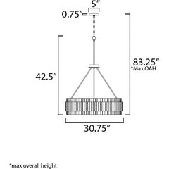 MAXIM Maxim 14456WWTEC Satori 6 Light Chandelier 60 Watt 42.5 Inch Tall 30.75 Inch Wide
