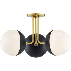 MITZI Mitzi H344603-AGB/BK Renee three light semi flush mount 60w max 19.75 inch width 11 inch height