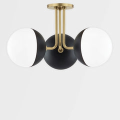 MITZI Mitzi H344603-AGB/BK Renee three light semi flush mount 60w max 19.75 inch width 11 inch height