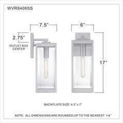 QUOIZEL Quoizel WVR8406SS Westover 1-light 17 inch stainless steel outdoor wall lantern 100W