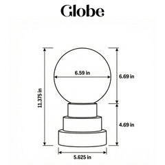 BULBRITE Bulbrite K70200 Cordless Table Lamp Globe 4W 8 inch diameter 14.5 inch height