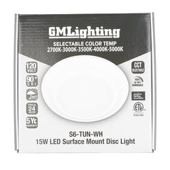 GM LIGHTING Gm Lighting S6-TUN-WH LED surface mount downlight 15W 6 inch