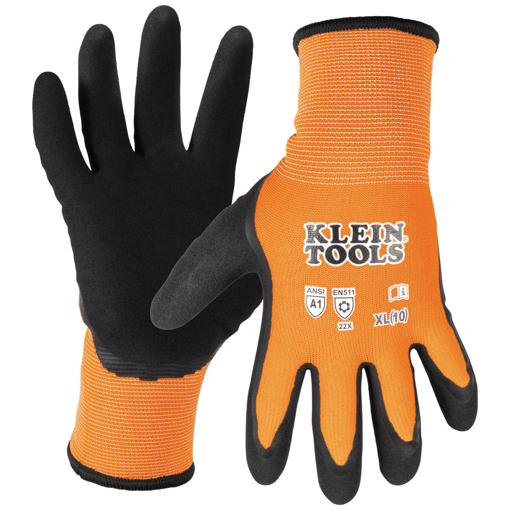KLEIN TOOLS Klein Tools 60837 Cut Level A1 Winter Knit Dipped Gloves, Touchscreen Capable X-Large
