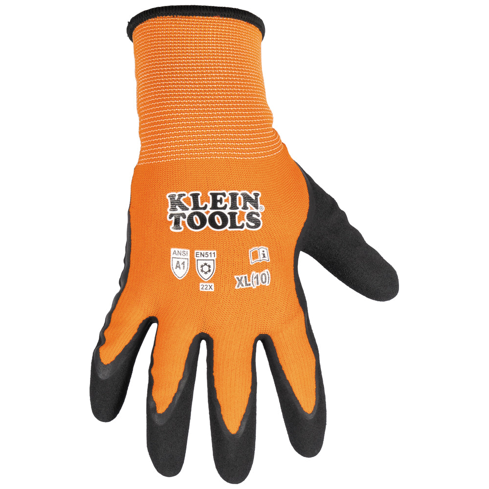 KLEIN TOOLS Klein Tools 60837 Cut Level A1 Winter Knit Dipped Gloves, Touchscreen Capable X-Large