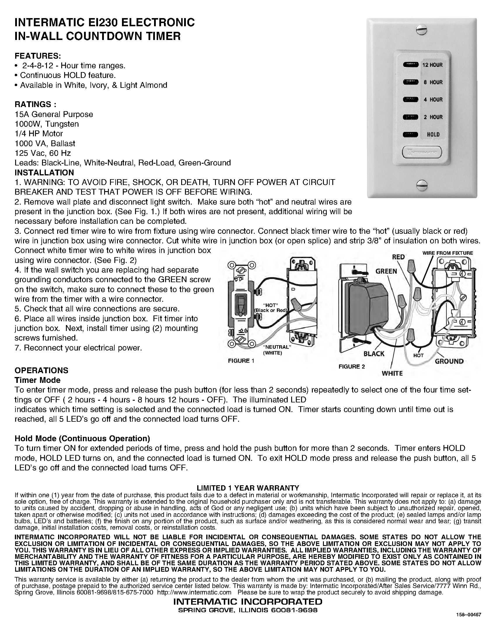 INTERMATIC Intermatic EI230 timer 1800-watt 2/4/8/12