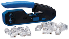 IDEAL INDUSTRIES Ideal Industries 33-396 Data/Voice Modular Plug Crimp Tool Kit, Crimping Tool for CAT3/5e/6 Cables, RJ-45 (8P8C) & RJ-11 (6P6C, 6P4C, 6P2C) with 20 Plugs