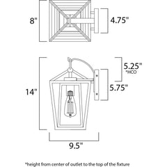 MAXIM LIGHTING Maxim Lighting 3174CLBK Artisan 1-Light Medium Outdoor Wall Lantern 120V 8 inches Width 14 inches Height