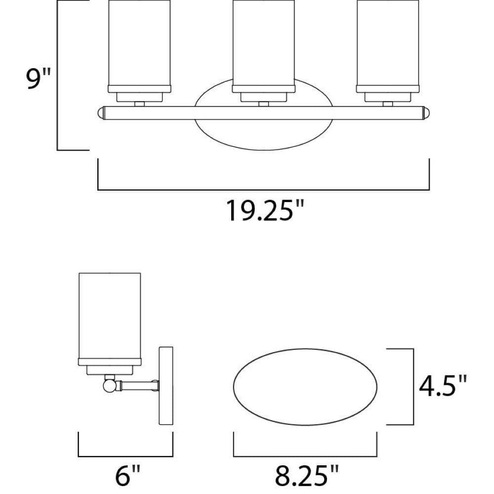 MAXIM LIGHTING Maxim Lighting 10213CLBK Corona 3-Light Bath Vanity 60W 19.25 Inch