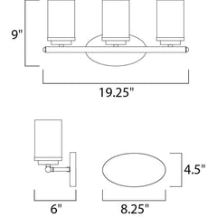 MAXIM LIGHTING Maxim Lighting 10213CLBK Corona 3-Light Bath Vanity 60W 19.25 Inch