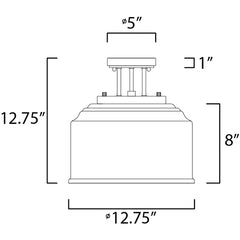 MAXIM LIGHTING Maxim Lighting 12271CDBK Acadia 3 Light Semi Flush Mount 60W Per Bulb 12.75 Inch