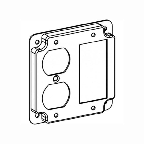ORBIT INDUSTRIES Orbit Industries 4424C raised 1/2 inches 4 inches square (4s) GFCI / duplex receptacle industrial cover with crushed corners