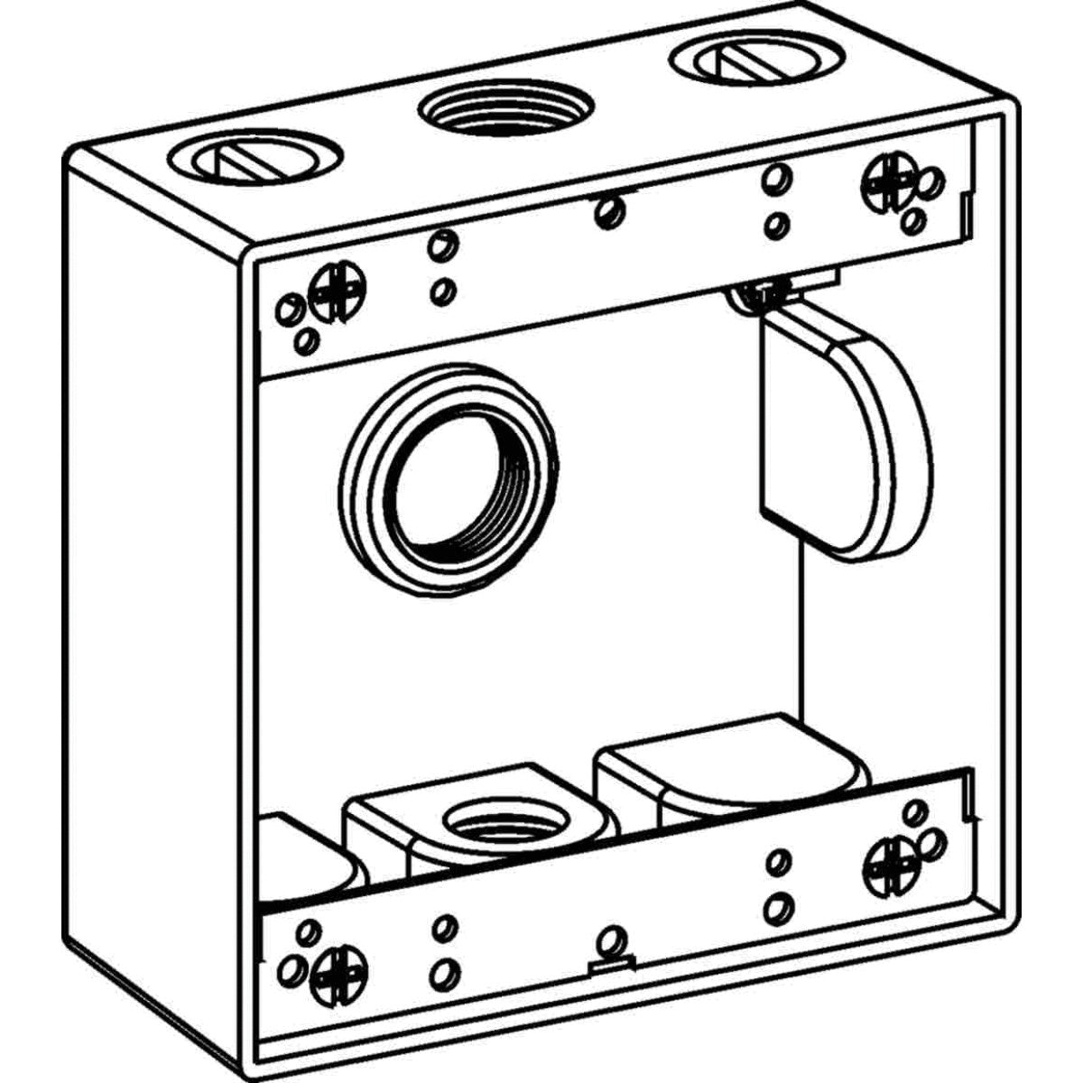 ORBIT INDUSTRIES Orbit Industries 2B100-3 2-Gang Weatherproof Box 2 inches Deep (3) 1 inches Hubs