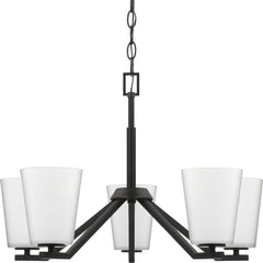 PROGRESS LIGHTING Progress Lighting P400343-31M Vertex Collection Five-Light Etched White Chandelier 60 Watts 120V 22.5 inch