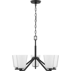 PROGRESS LIGHTING Progress Lighting P400343-31M Vertex Collection Five-Light Etched White Chandelier 60 Watts 120V 22.5 inch