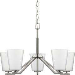 PROGRESS LIGHTING Progress Lighting P400343-009 Vertex 5-Light Etched Glass Steel Chandelier 5 x 60-Watt 22.5-in Diameter 15.25-in Height