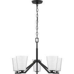 PROGRESS LIGHTING Progress Lighting P400343-009 Vertex 5-Light Etched Glass Steel Chandelier 5 x 60-Watt 22.5-in Diameter 15.25-in Height
