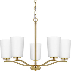 PROGRESS LIGHTING Progress Lighting P400350-012 Adley 5-light Etched White Glass Chandelier 60 Watts