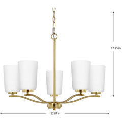 PROGRESS LIGHTING Progress Lighting P400350-012 Adley 5-light Etched White Glass Chandelier 60 Watts