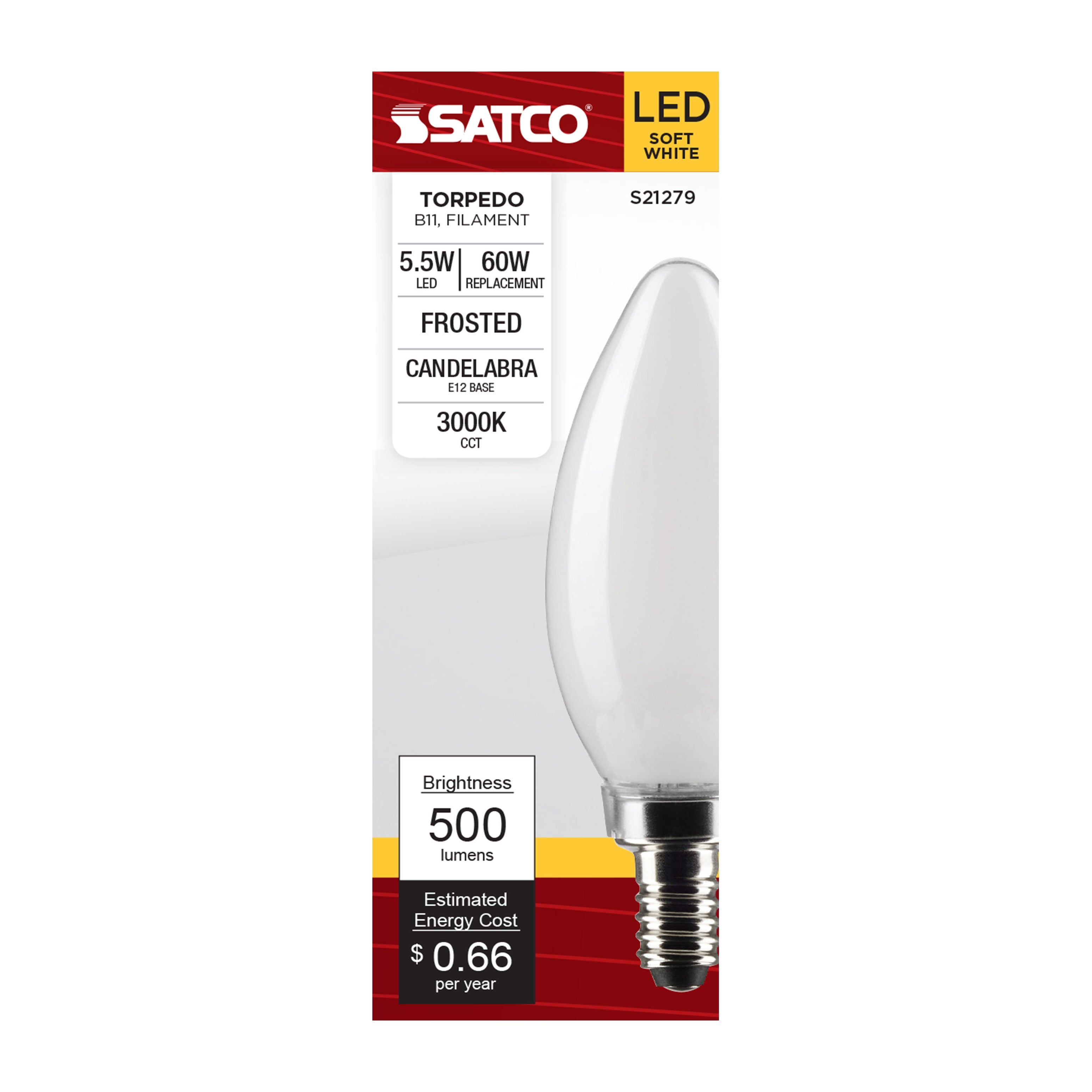 SATCO-NUVO Satco-Nuvo S21279 B11 LED E12 5.5W 6 Pack