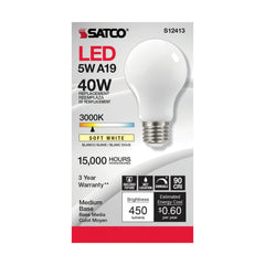 SATCO-NUVO Satco-Nuvo S12413 A19 LED filament 5 watt 6 pack