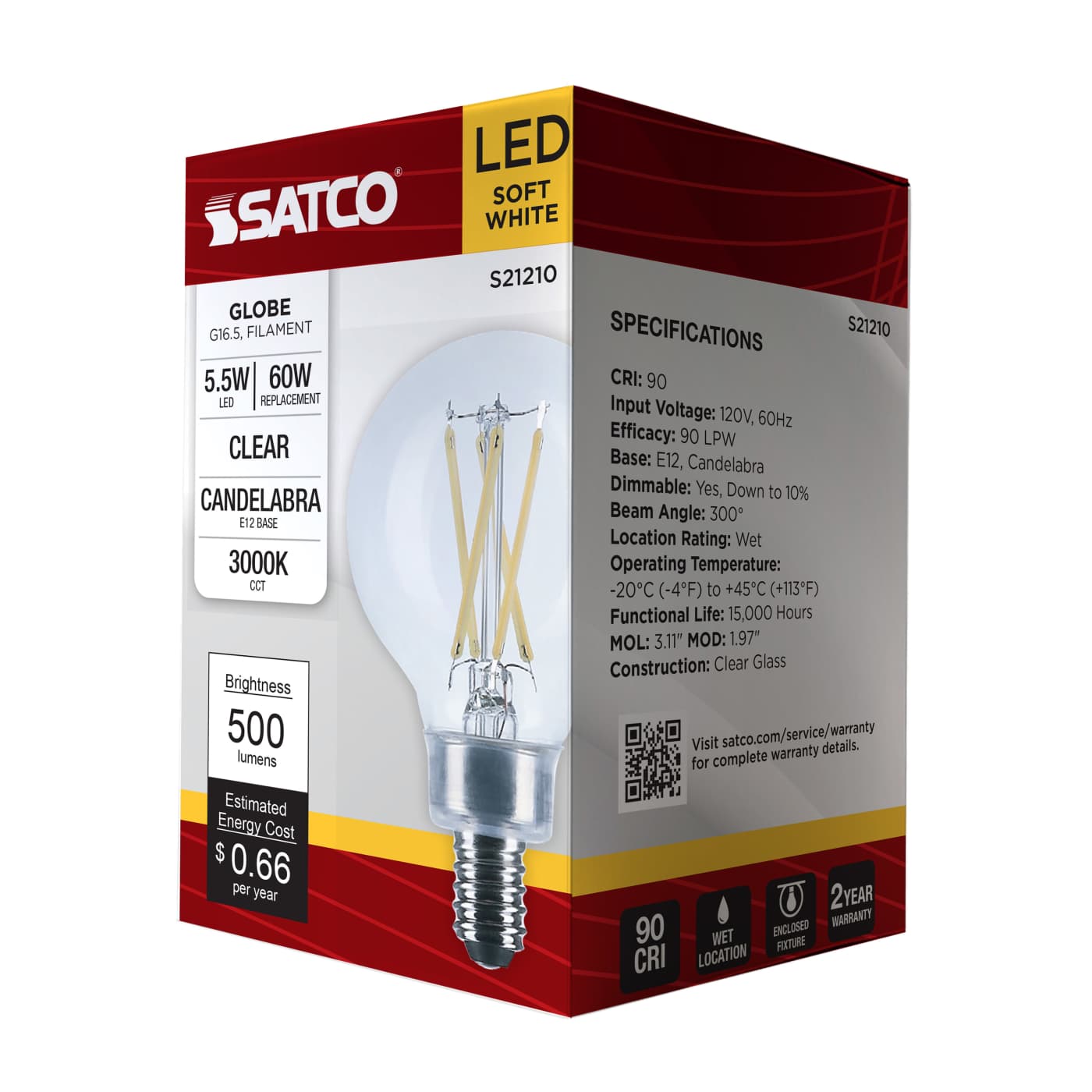SATCO-NUVO Satco-Nuvo S21210 5.5 watt G16.5 LED filament
