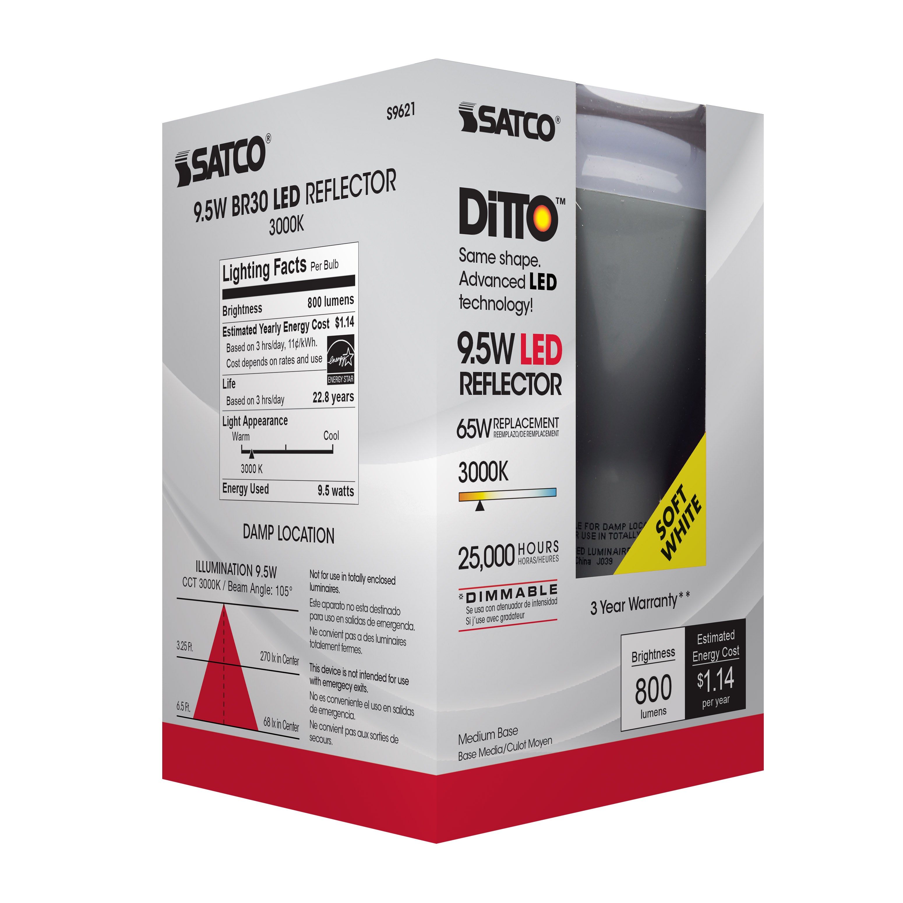 SATCO-NUVO Satco-Nuvo S9621 BR30 LED 9.5 watt 105 degree beam angle
