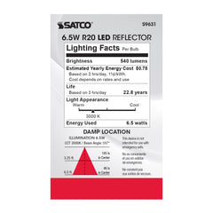 SATCO-NUVO Satco-Nuvo S9631 LED R20 reflector 6.5W 107 degree beam spread