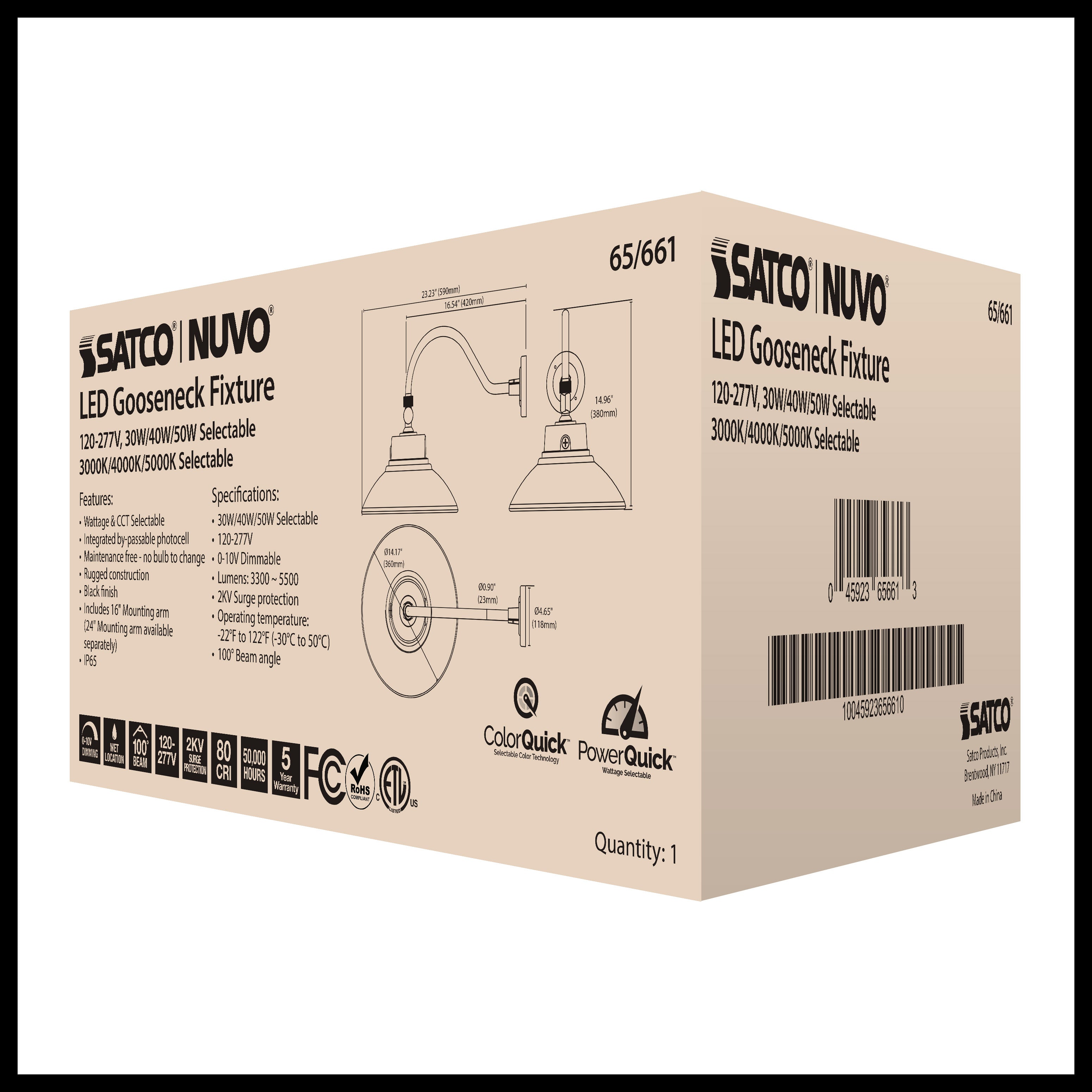 SATCO-NUVO Satco-Nuvo 65/661 LED gooseneck 30W/40W/50W 100 degree