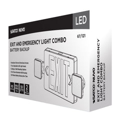 SATCO-NUVO Satco-Nuvo 67/121 Combination Red Exit Sign/Emergency Light 120/277V Dual Head Single/Dual Face Universal Mounting