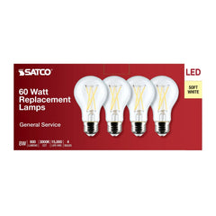 SATCO-NUVO Satco-Nuvo S12463 A19 LED 8 watt 4-pack 60W incandescent equivalent