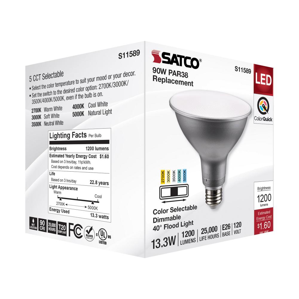 SATCO-NUVO Satco-Nuvo s11589 led cct selectable par38 lamp 13.3w 40 degree