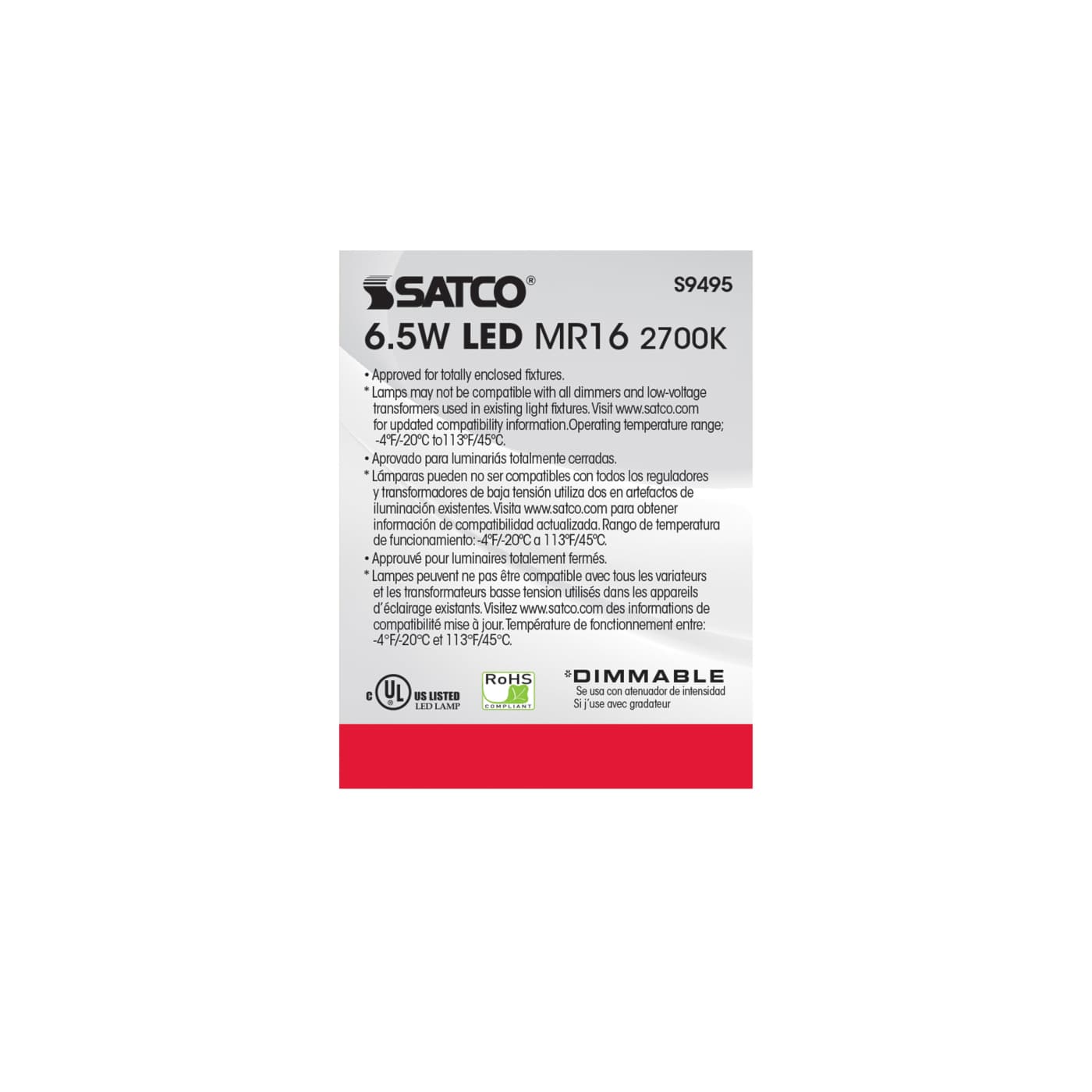 SATCO-NUVO Satco-Nuvo S9495 MR16 LED 6.5W 40 Degree Beam Spread