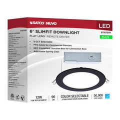 SATCO-NUVO Satco-Nuvo S11875R1 LED Direct Wire Downlight 12W 6 Inch CCT Selectable Dimmable Round Remote Driver