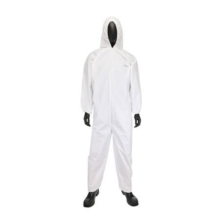 PROTECTIVE INDUSTRIAL PRODUCTS Pip 3606-l Disposable Coverall with Hood Large White